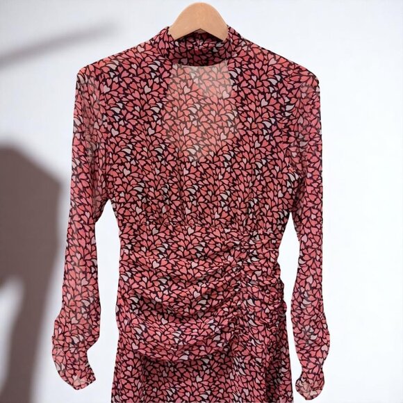 NWT Finders Keepers Amour Long Sleeve Heart Print Midi Dress - Picture 7 of 13